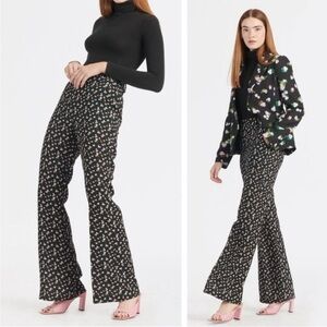 Tanya Taylor Pants Reese Flare in Black Floral